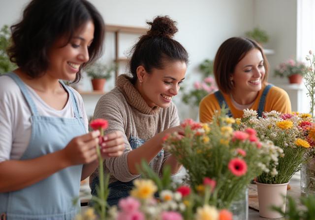 Floral workshop students
