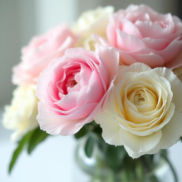 Pink and white rose arrangement