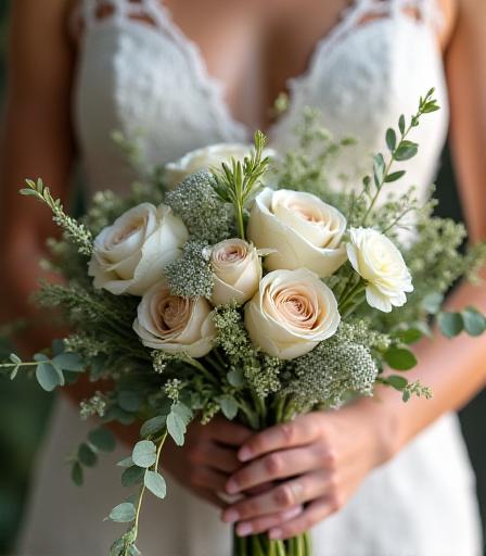 Bridal bouquet with garden roses