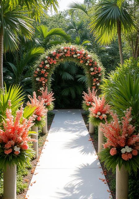 Outdoor garden wedding aisle decor
